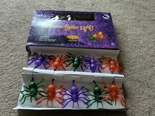 Halloween 10 Spider Lights 8.5 ft Indoor/Outdoor New Free Ship