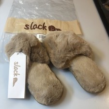 Womens Faux Fur Slide Slippers Ladies House shoes Indoor W / Hard Rubber Sole