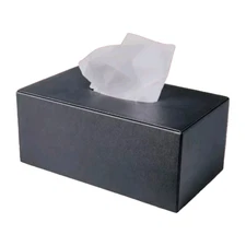Dacasso Black Faux Leather Tissue Box Cover
