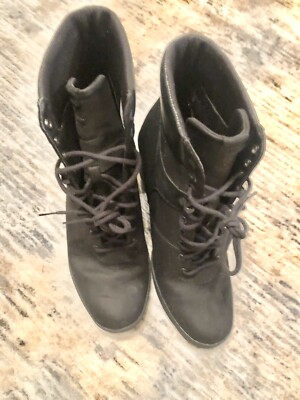 Timberland Boots Women’s 10 Black Leather Ortholite Defender Repellent  Combat