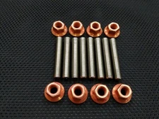 M7 x 1 pitch Stainless steel exhaust studs and copper flange nuts M7x1 M7x1p 8