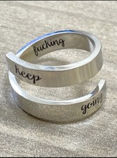 Silver keep f ing going twist statement ring - unique gift for her