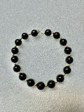 14k Yellow Gold Onyx Beaded 7.5 Bracelet