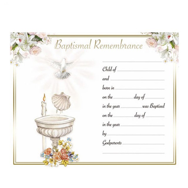 Baptismal Remembrance Certificate Baptism 5814 for sale online eBay