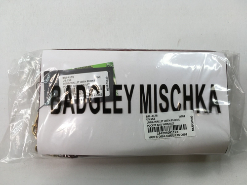 Badgley Mischka Purse Long Wallet with Phone Pocket Wristlet Wine - MSRP $59 - Picture 9 of 11