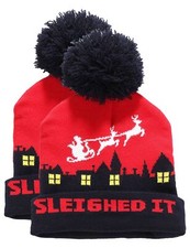 SSLR-Youth-Big-Kids-Christmas-Beanie-Hat-Pompom Knitted Cap Holiday Cuffed Ug...