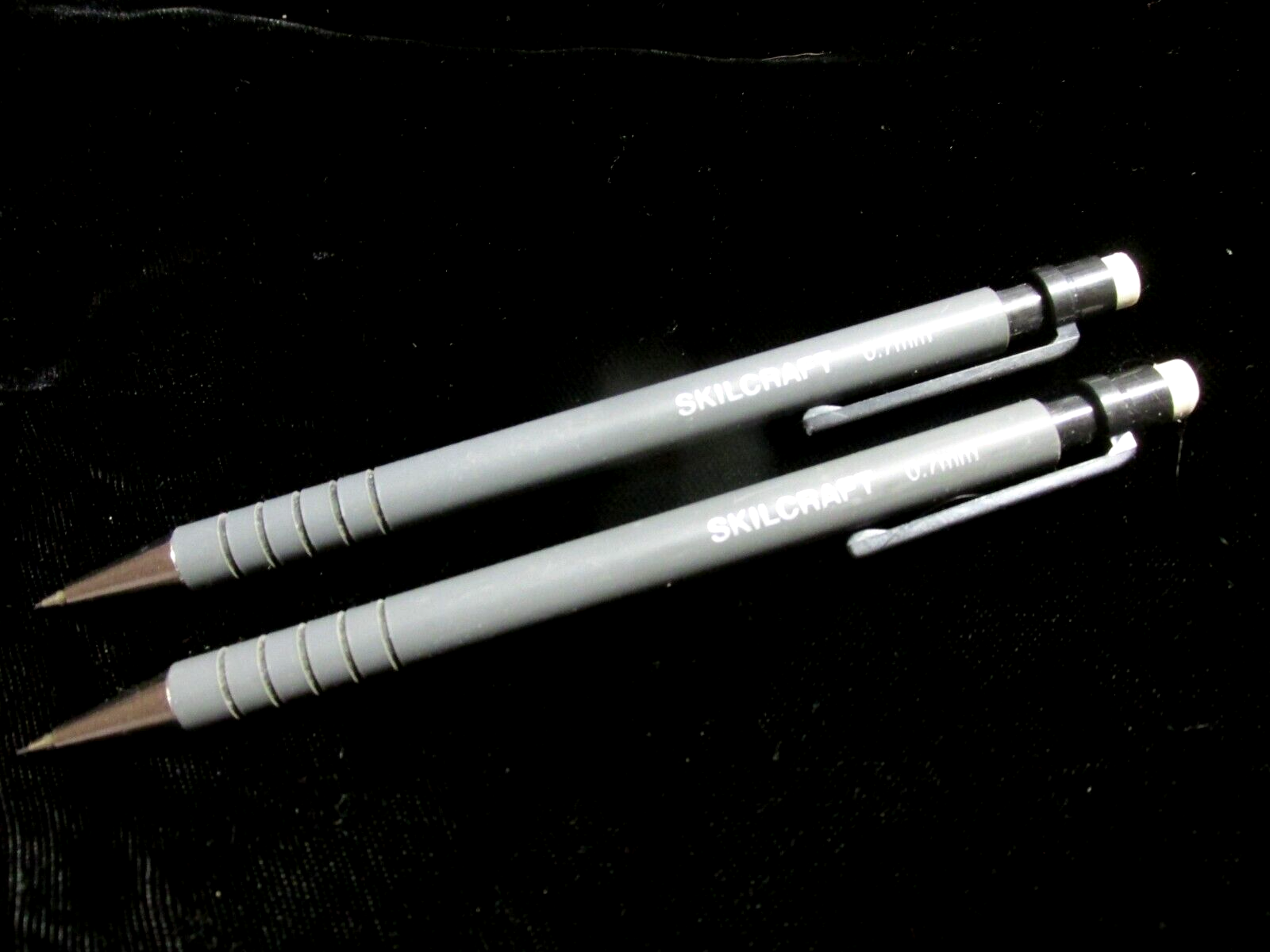 Vintage Skilcraft Mechanical Pencil Lot 2 Gray Comfort Grip 0.7mm Used