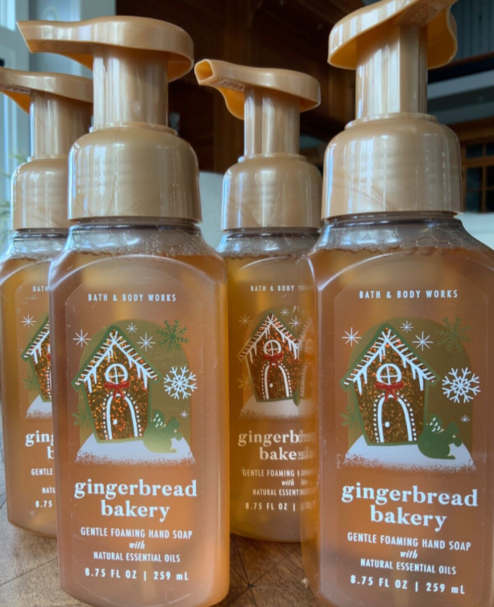 4 (FOUR) GINGERBREAD BAKERY Gentle Foaming HAND SOAP Bath and