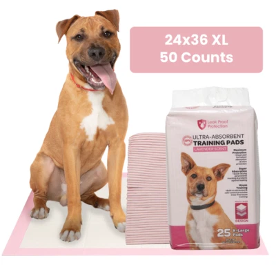 FPN-LLC 50 PCS XL 24x36 Underpads for Dogs Ultra-Absorbent 6-Layer Scented Pink Pee Pads