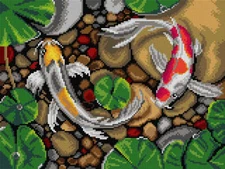 Orchidea Needlepoint canvas for halfstitch without yarn Koi Carps 3006J