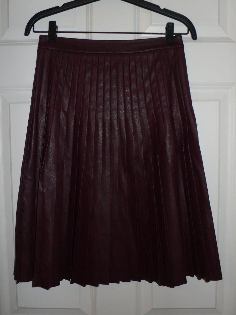Jupe Plissée Simili Cuir Rouge Foncé Rebecca Taylor Taille 0 - Oxblood - Neuf Avec étiquettes