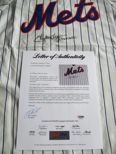 RARE Tug McGraw dec.04 PSA/DNA 1969 New York Mets Authentic Autographed Jersey - Picture 5 of 5