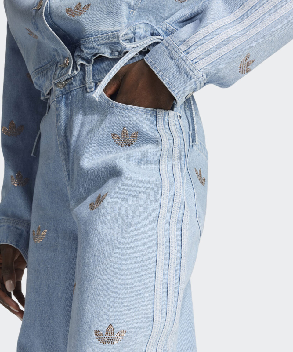 ADIDAS【送料込】DENIM LINESTONE PANTS Adidas Denim Rhinestone Pants Womens - Blue / JN3020