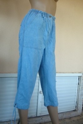 Blanche Porte Pantacourt Femme PANTACOURT JEANS BLEU CLAIR DE