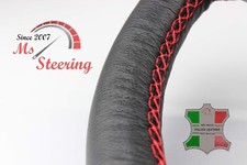 FOR CHEVROLET SONIC 12-13 BLACK LEATHER STEERING WHEEL COVER RED STIT