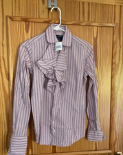 Ralph Lauren Sport Bluse mit Rüschen gestreift Baumwolle Gr. 32/34 size US 2