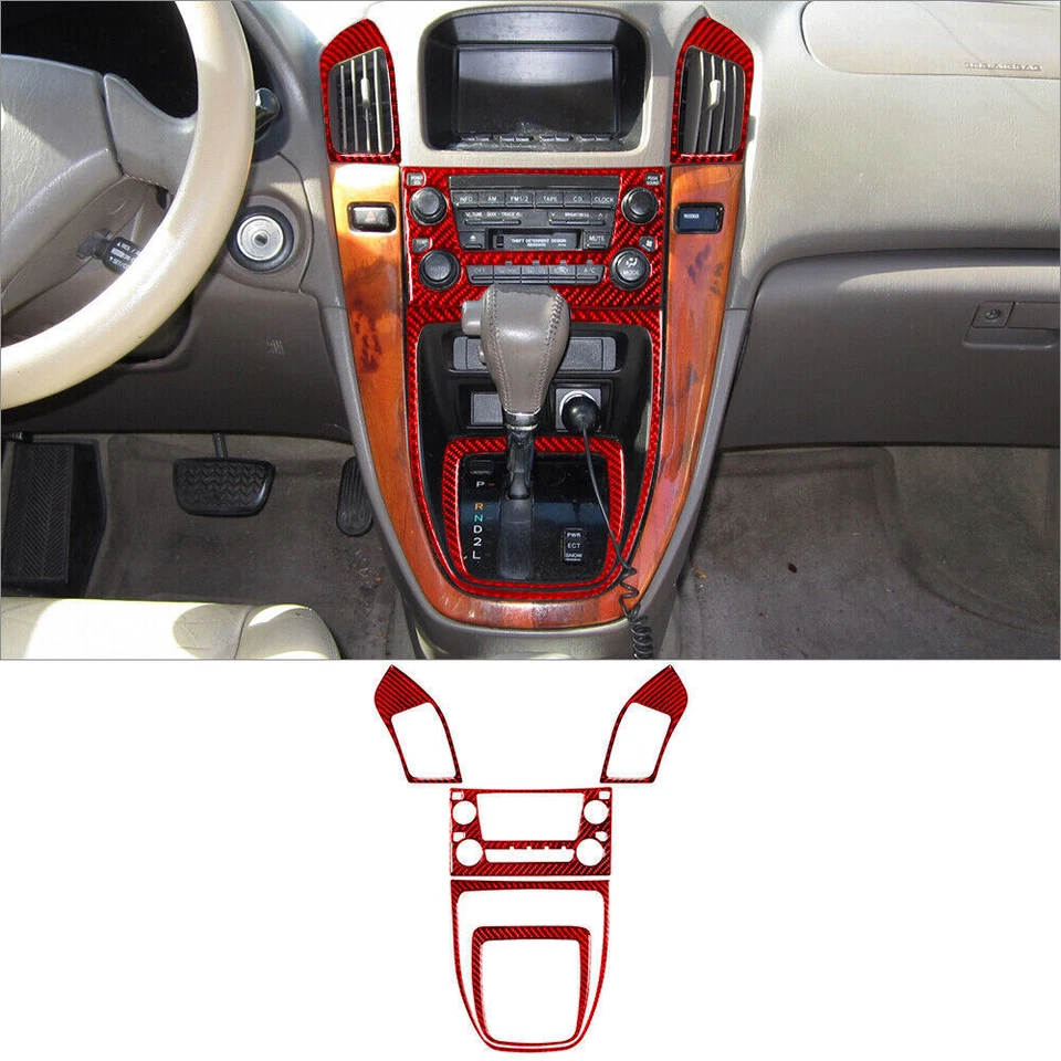 Kit de cubierta interior completo de fibra de carbono roja de 20 piezas para Lexus RX300 1988-2003 Foto 2 de 4