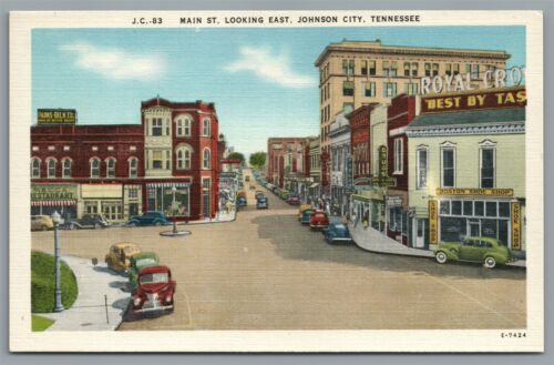 Carte postale Johnson City TN vue rue principale intersection couronne royale non postée - Photo 1/2