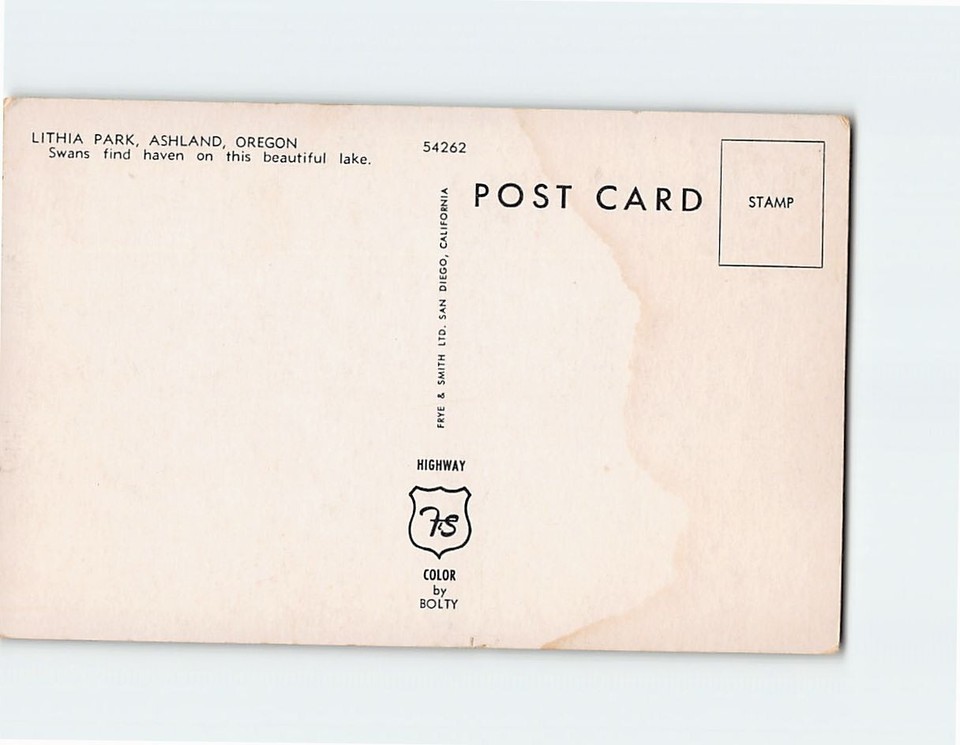 Postcard Swans on Lake Lithia Park Ashland Oregon USA eBay