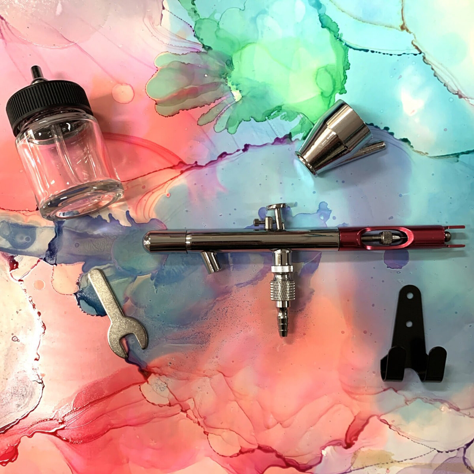 Airbrush Kit Dual Action Siphon Feed Airbrush Paint Bottles Jars Lid