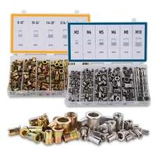 Stainless Steel Rivet Nut Kit, SAE & Metric Nutset Threaded Rivets 340Pcs