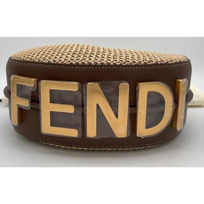 Fendi FFロゴポーチ ブラウン Fendi Flat Pouch FF Monogram Brown/Yellow in Fabric with Silver