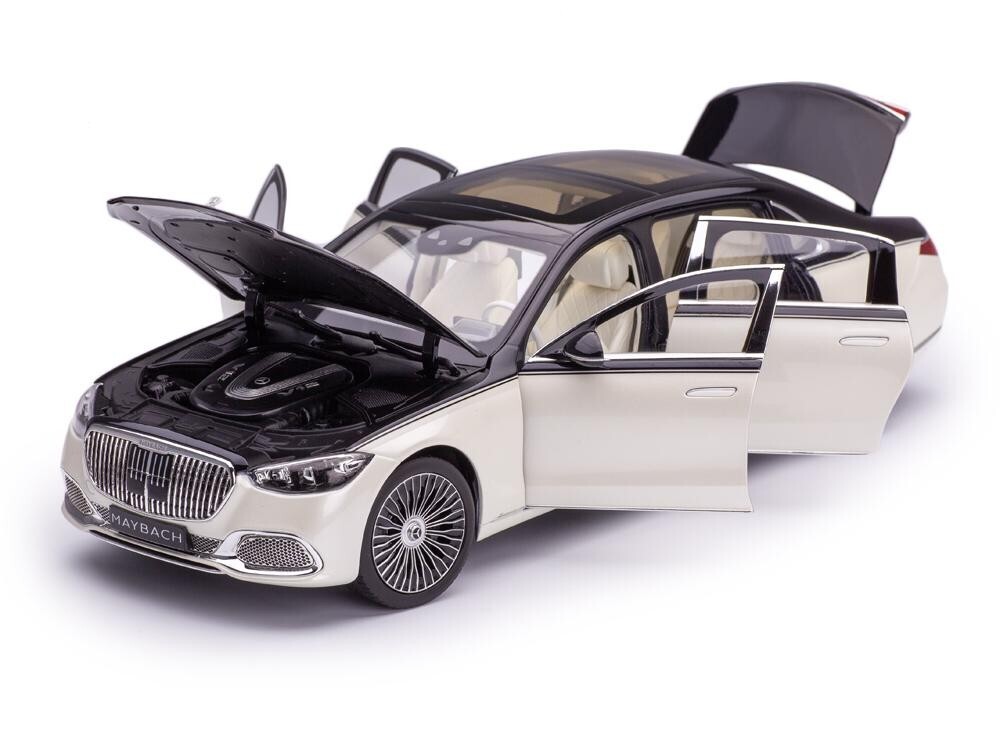 Genuine Mercedes-Maybach 1:18 S680 X223 Diamond White/Obsidian