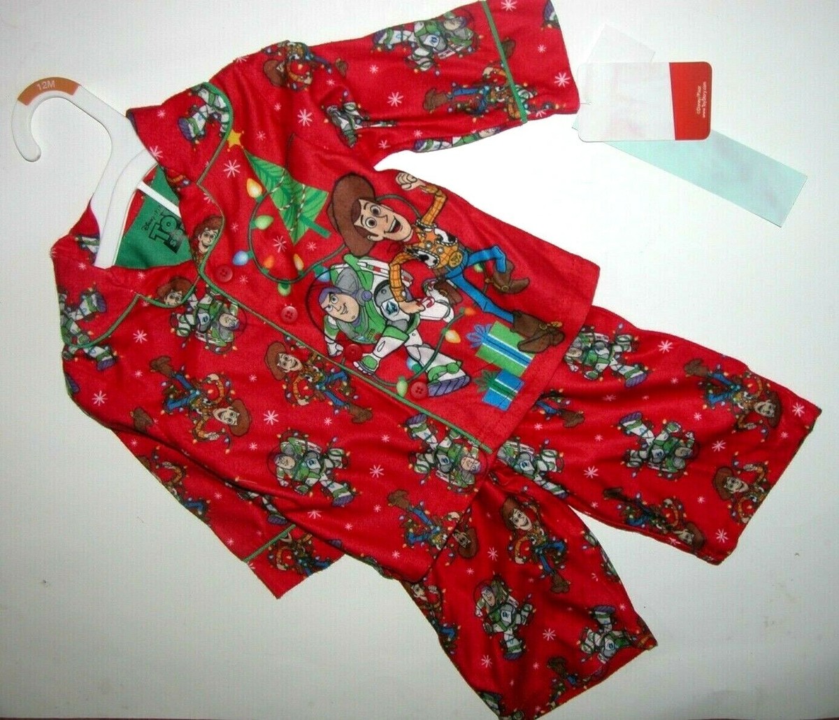 Toy Story Pajamas Christmas 12 mo Month Red Woody Buzz Lightning