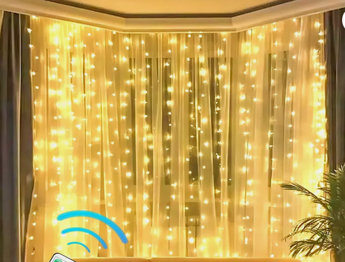 Bright white christmas indoor Curtain lights 300 LED lights-8 modes - Picture 7 of 7