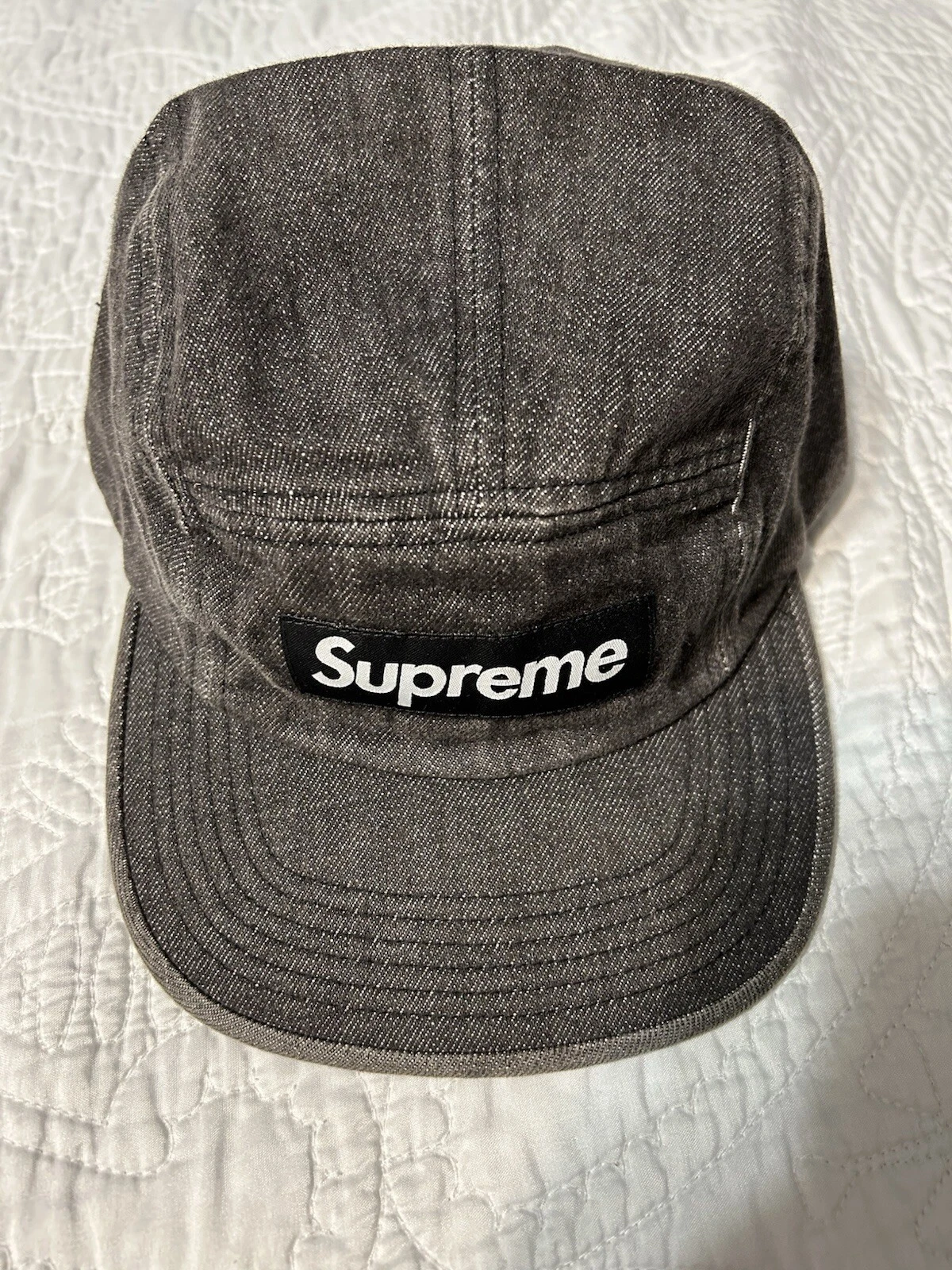 Supreme 5 panneaux denim noir taille unique LÉGÈREMENT UTILISÉ