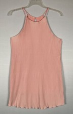 Honey Punch Dress Womens L Pink Accordion Sheath Keyhole Back Spaghetti Straps