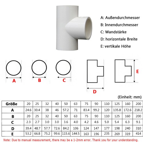 Weiß PVC Rohr Klebefitting Muffe Winkel T-Stück Kappe Kugelhahn Reduzierstück - Bild 8 von 26