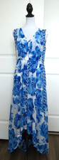 Simply Vera Vera Wang Women's Blue Floral Long Dress Size-M
