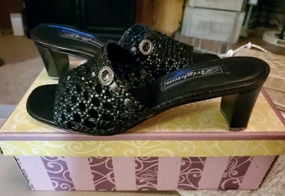 Brighton Tifany Black/Chocolate Calf Leather Croco Sandals Y2K  Slides 8M NWB
