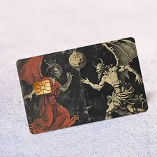 One Debit Credit Card Skin Sticker Decal Cover Small Chip Battle of Good & Evil