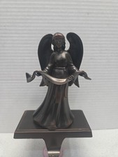 Christmas Angel Stocking Hanger Holder Bronze Color Metal 7.5  Tall