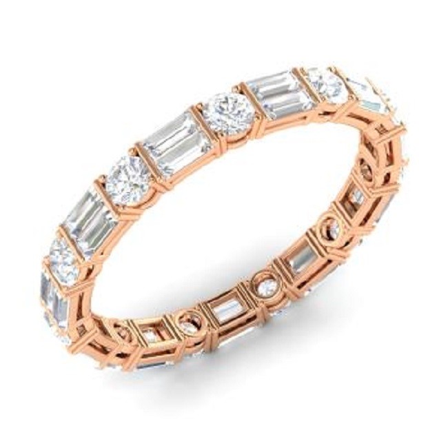 14K Rose Gold Baguette Cut Lab Grown Diamond Eternity Ring for Women