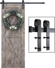 SMARTSTANDARD 5 Feet Heavy Duty Sturdy Sliding Barn Door Hardware Kit-Smoothly