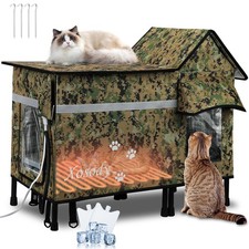 Heated Cat House for Outside Cats- 100 Weatherproof Insulated Outdoor Cat Ho...