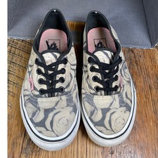 Vans Authentic Rose Floral Print Sneaker Low Top Cream Pink Women Size 6 Skate