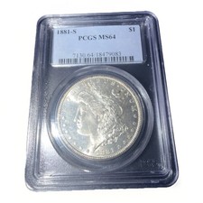 1881-S MORGAN DOLLAR  PCGS MS64 CHOICE BU - BEAUTIFUL BLAZER!