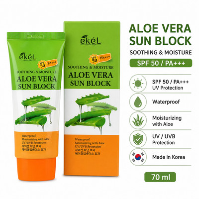 EKEL Aloe Vera Soothing Sun Block SPF50 PA+++ 70ml(2.37oz) Korean Sunscreen
