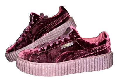 Fenty x Puma 364466-02 Rihannas Burgundy Crushed Velvet Creepers Chunky Sz 7.5