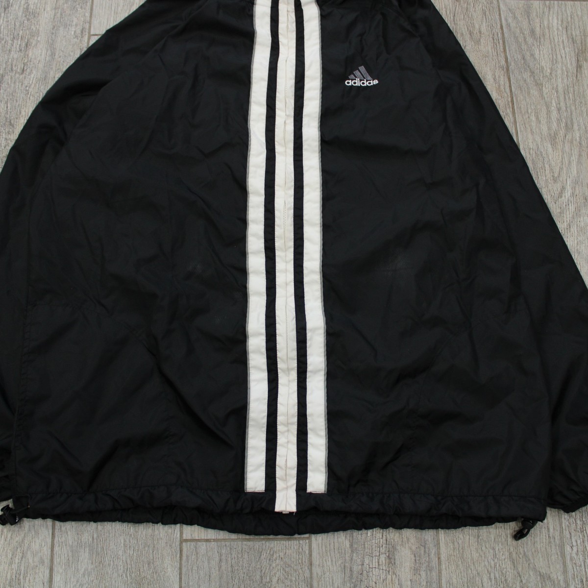 ADIDAS 90s Jacket Men's XL Tall Black Nylon Windbreaker Center