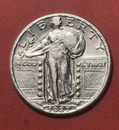 1927 P Standing Liberty Silver Quarter Dollar, AU/BU.