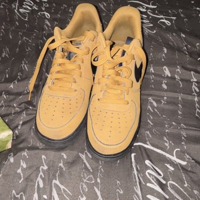 Nike Air Force 1 Low Top Yellow Black Men's Lace Up Athletic Sneakers