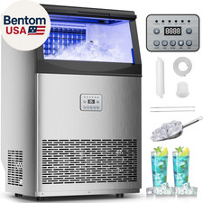 Commercial Ice Maker,110 Lbs/24H,50 Cubes in 14 Mins,Stainless Steel Ice Machine
