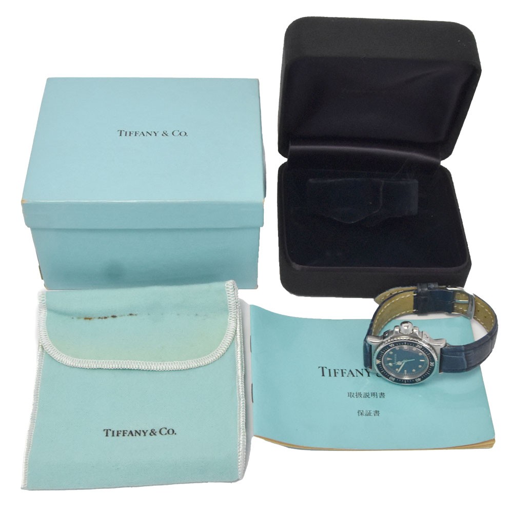 with paper TIFFANY&Co. Diver watch L0710 Navy Dial Quartz Ladies