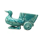 McCoy MCM Duck Wagon Planter Turquoise Green Ceramic Figural Vintage USA Pottery