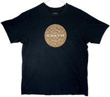 Coach Men s T Shirt L Large Black Signature Logo Short Sleeve 100 Cotton